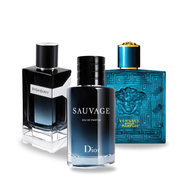 Combo aus 3 Herrenparfüms -  Y Yves Saint Laurent, Sauvage Dior, et Versace Eros Versace